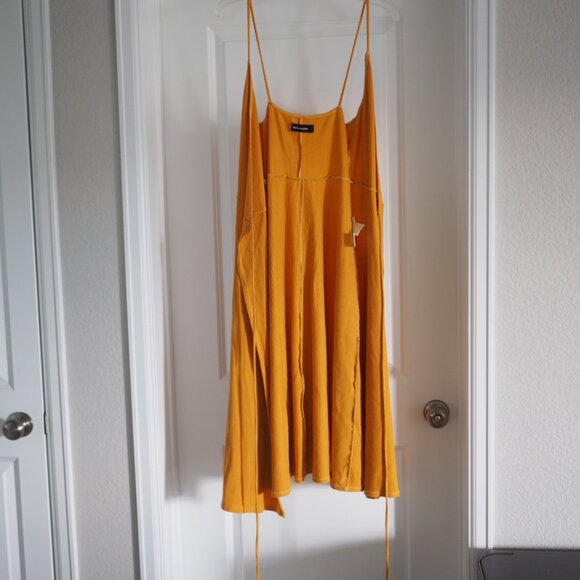 Reformation Sleeveless Wrap Midi Dress Size Small Mustard Yellow Gold - Picture 9 of 10